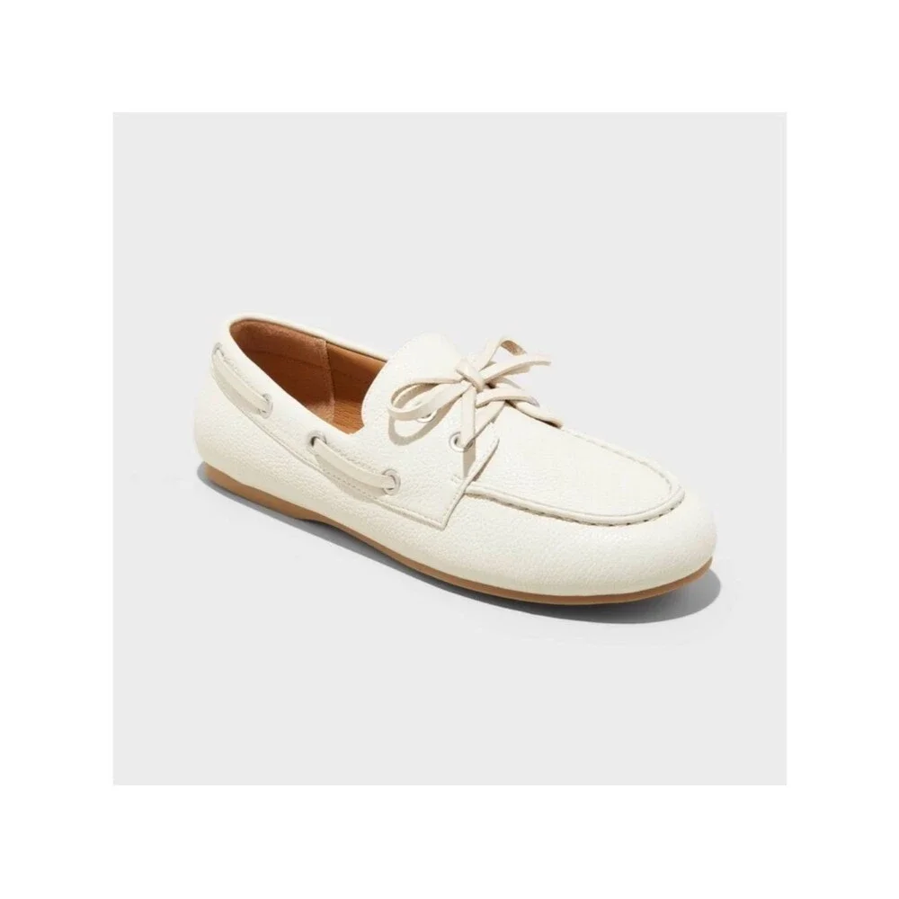 NWT Off-White Midge Boat Shoe Comfy Memory Foam Cream Ivory Flats Women's 7.5 - Picture 13 of 13